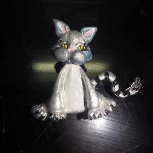 Grey Tabby Cat Brooch / Lapel Pin Handmade With Resin